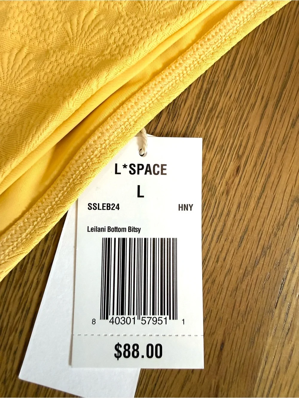 L*Space Leilani Bikini Bottom Yellow Textured Shell Sizes S and L NWT